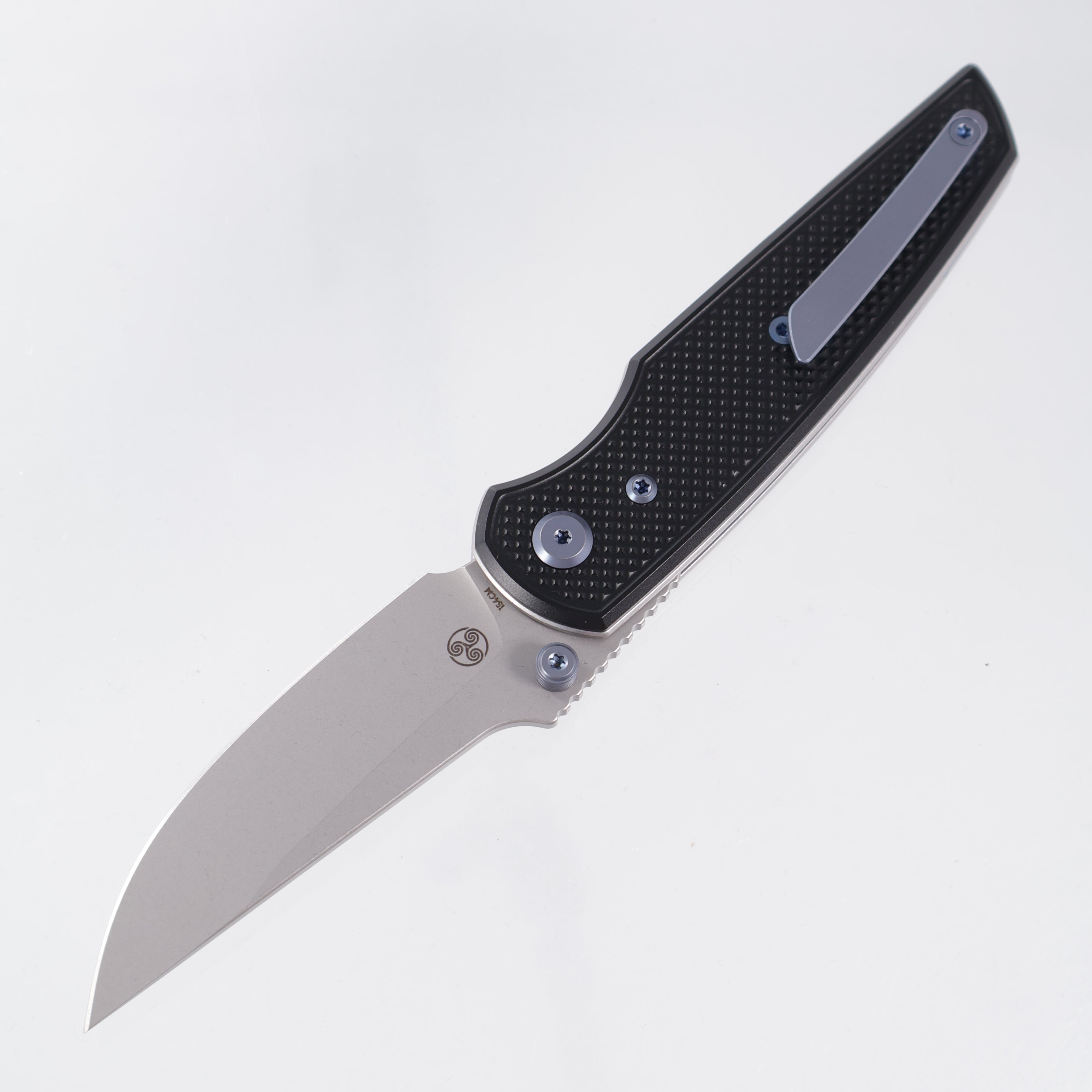 Chaves Knives x Jake McCoy The Disciple Street Blue Label - Black Aluminum w/ Blue Ano Ti Hardware - Stonewash 154CM