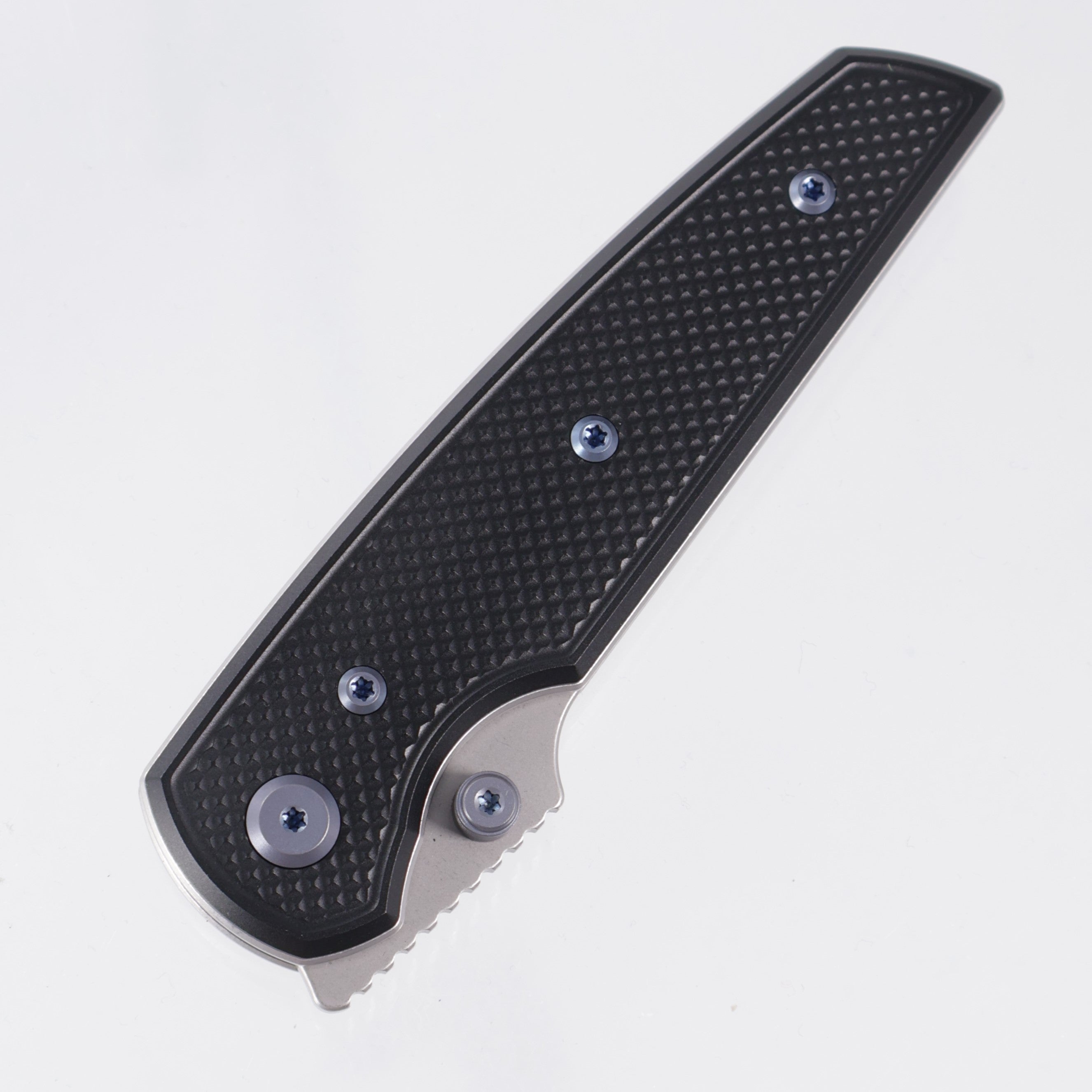 Chaves Knives x Jake McCoy The Disciple Street Blue Label - Black Aluminum w/ Blue Ano Ti Hardware - Stonewash 154CM