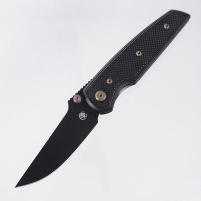 Chaves Knives x Jake McCoy The Disciple Street Blue Label - Black Aluminum w/ Bronze Ano Ti Hardware - Black PVD 154CM