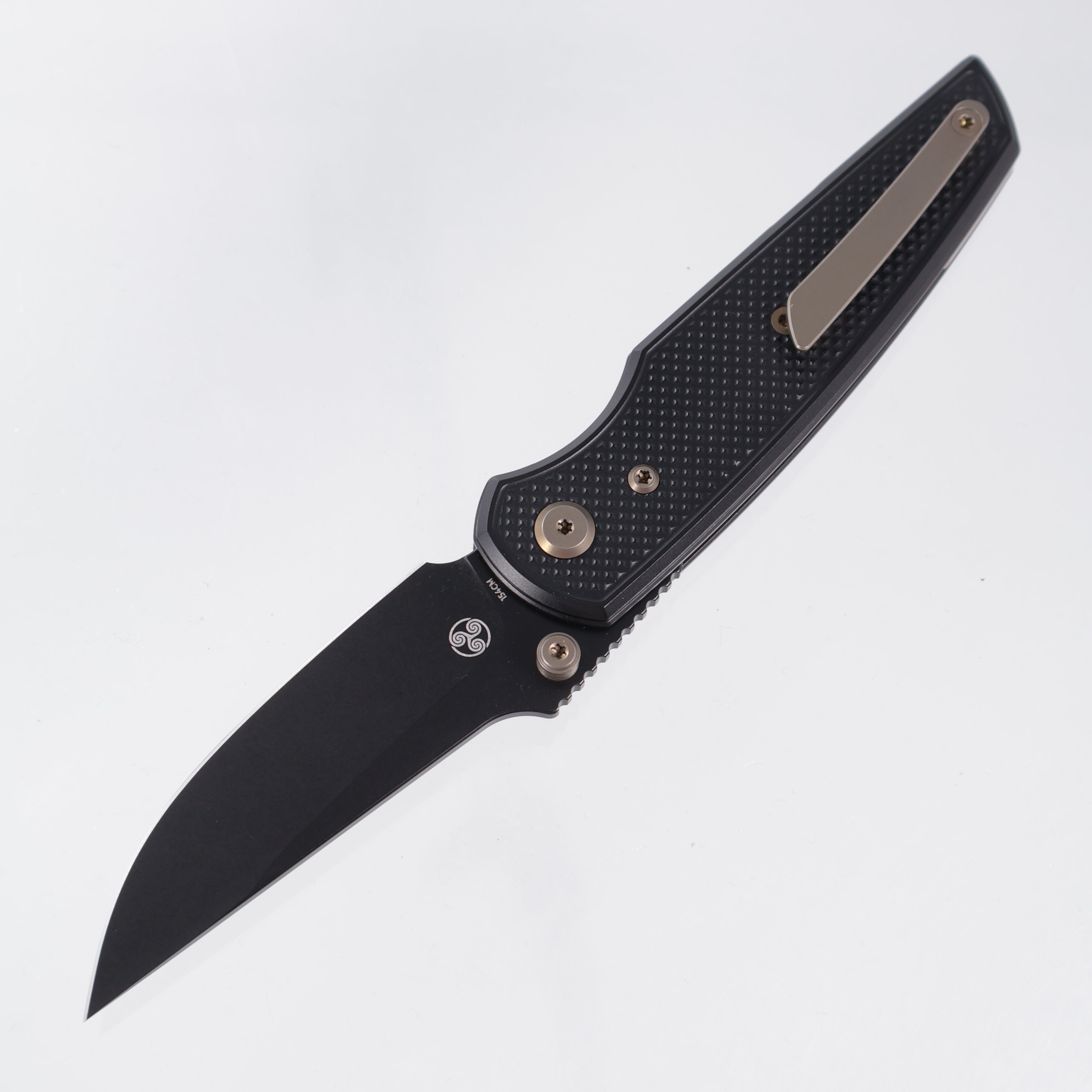 Chaves Knives x Jake McCoy The Disciple Street Blue Label - Black Aluminum w/ Bronze Ano Ti Hardware - Black PVD 154CM