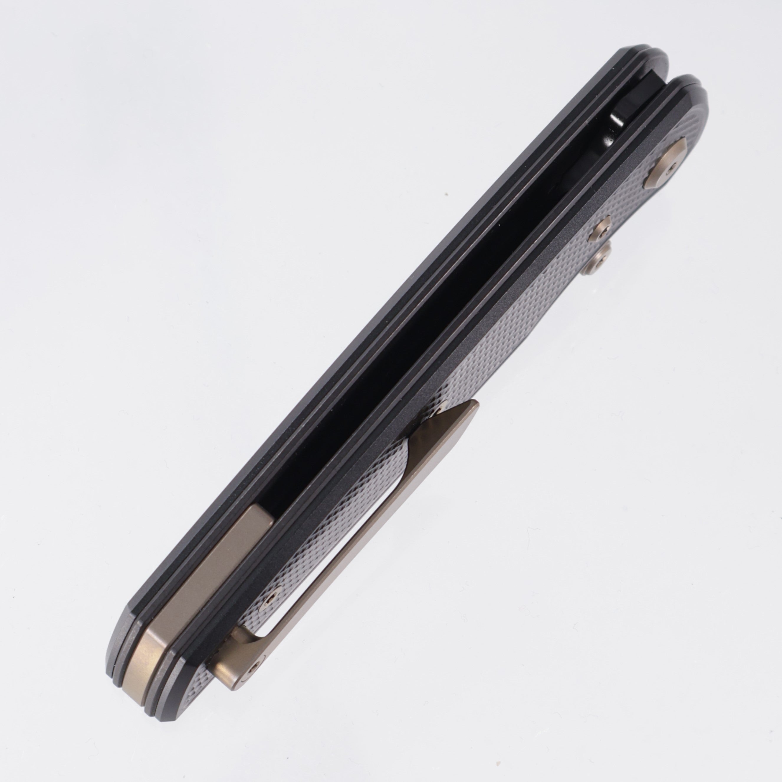Chaves Knives x Jake McCoy The Disciple Street Blue Label - Black Aluminum w/ Bronze Ano Ti Hardware - Black PVD 154CM
