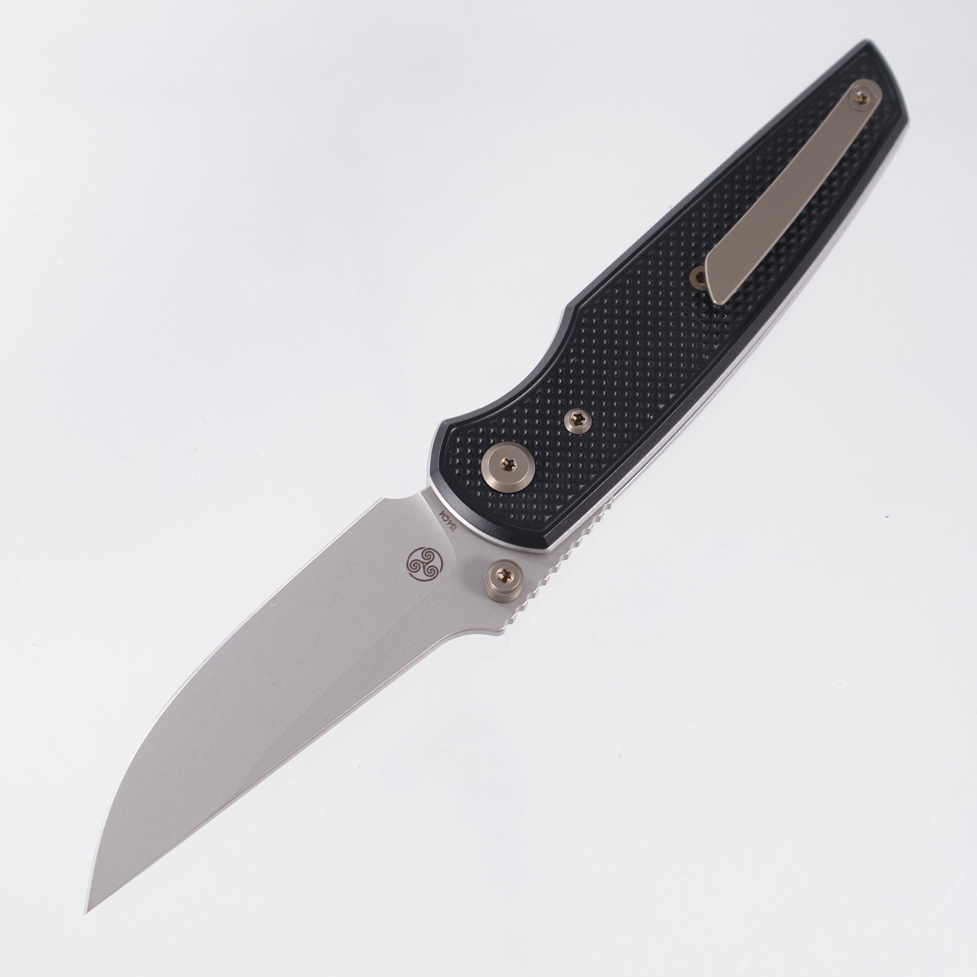 Chaves Knives x Jake McCoy The Disciple Street Blue Label - Black Aluminum w/ Bronze Ano Ti Hardware - Stonewash 154CM