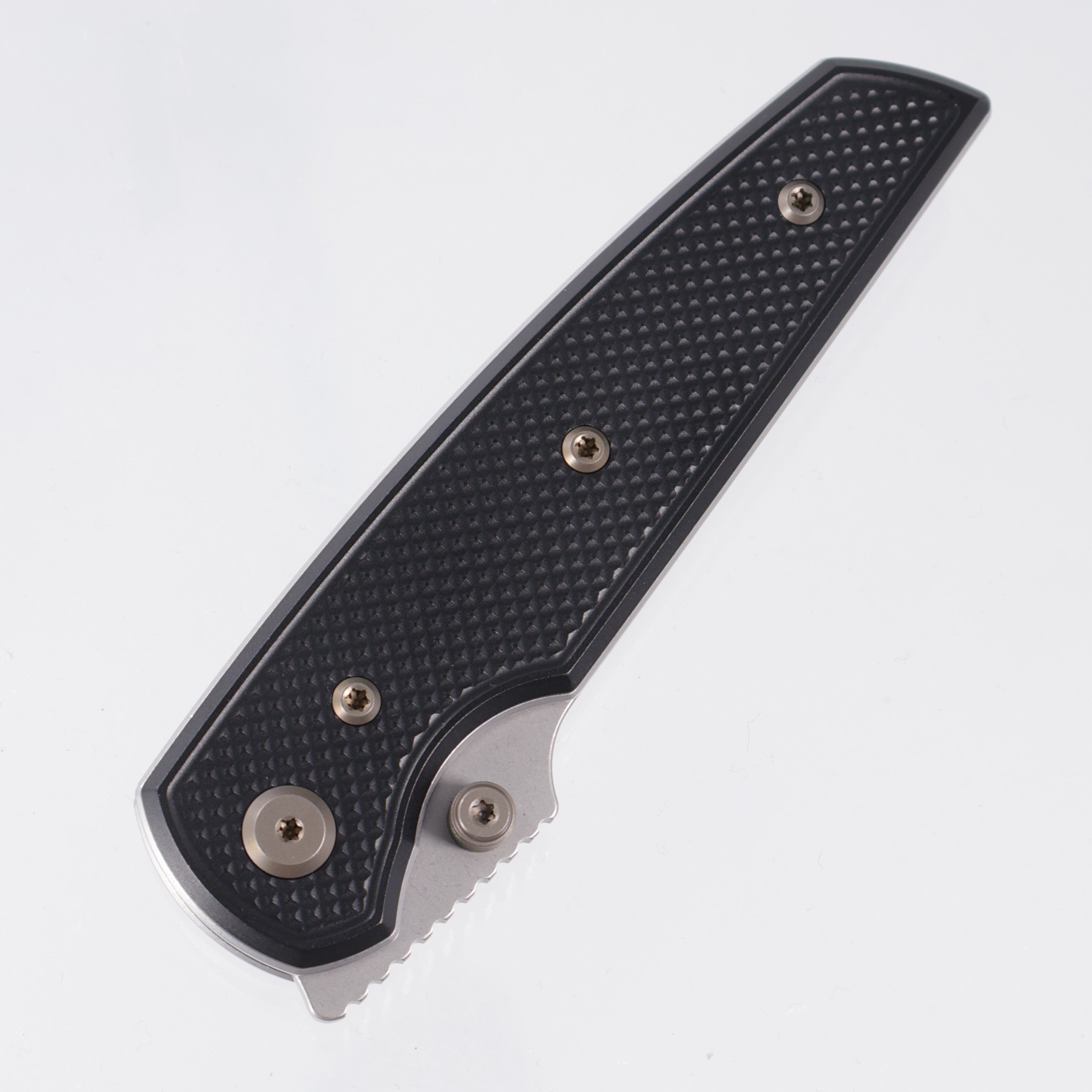 Chaves Knives x Jake McCoy The Disciple Street Blue Label - Black Aluminum w/ Bronze Ano Ti Hardware - Stonewash 154CM