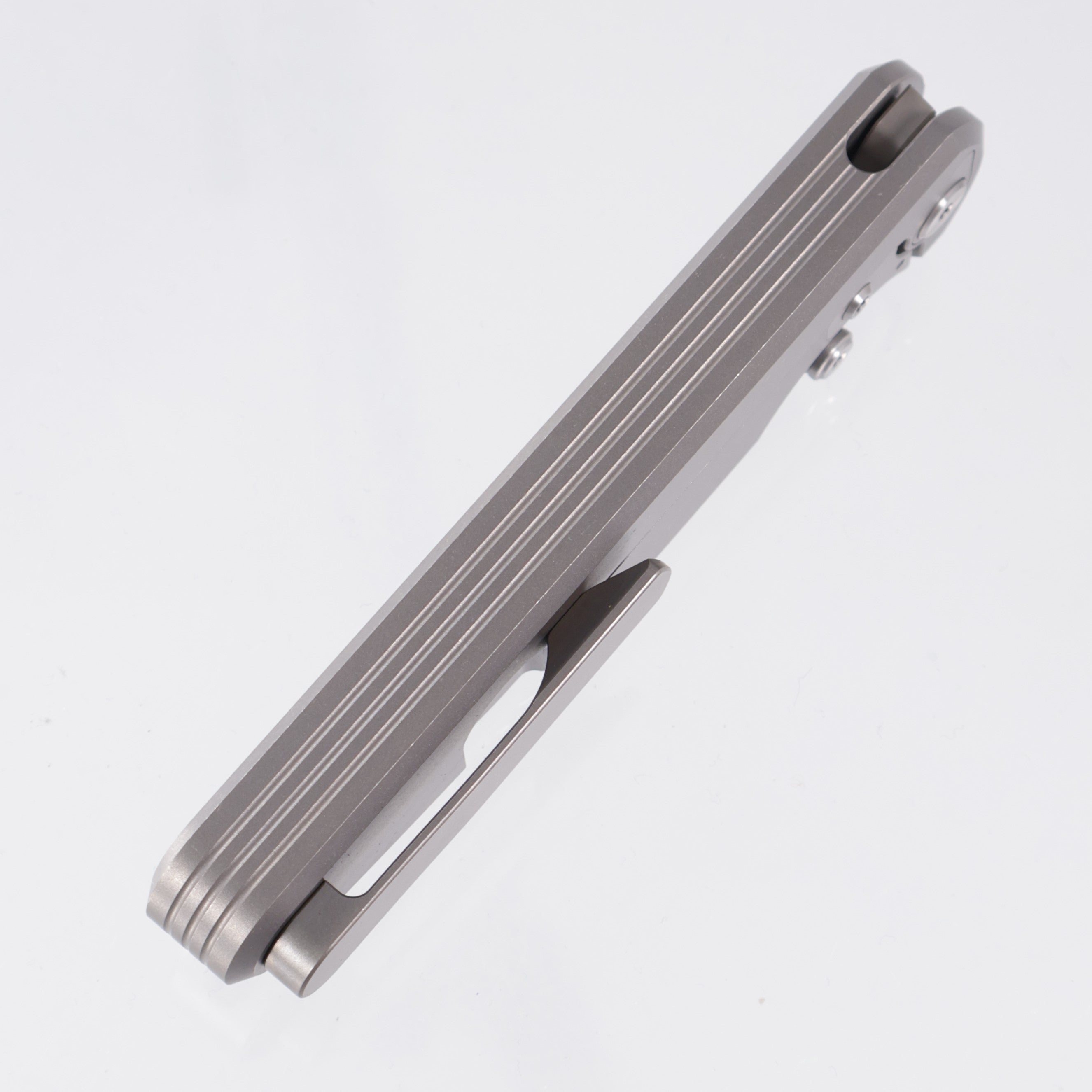 Chaves Knives x Brad Blount The Phase 229 Integral - Stonewash Titanium w/ Machine Stainless Hardware - Stonewash M390