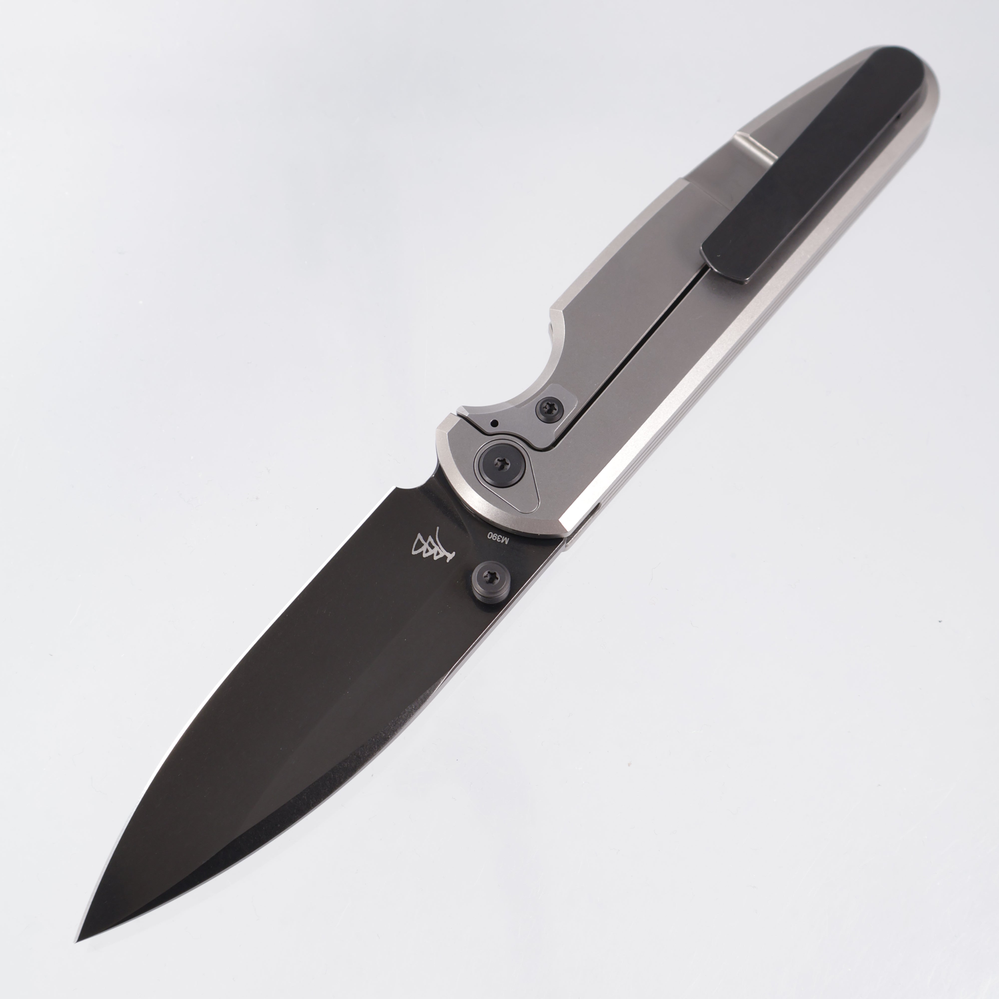 Chaves Knives x Brad Blount The Phase 229 Integral - Bright Stonewash Titanium w/ DLC Stainless Hardware - Bright Stonewash DLC M390