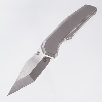 Chaves Knives x Jake McCoy The Omega Street Integral - Stonewash Titanium w/ Machine Finish Stainless Hardware - Belt Satin M390
