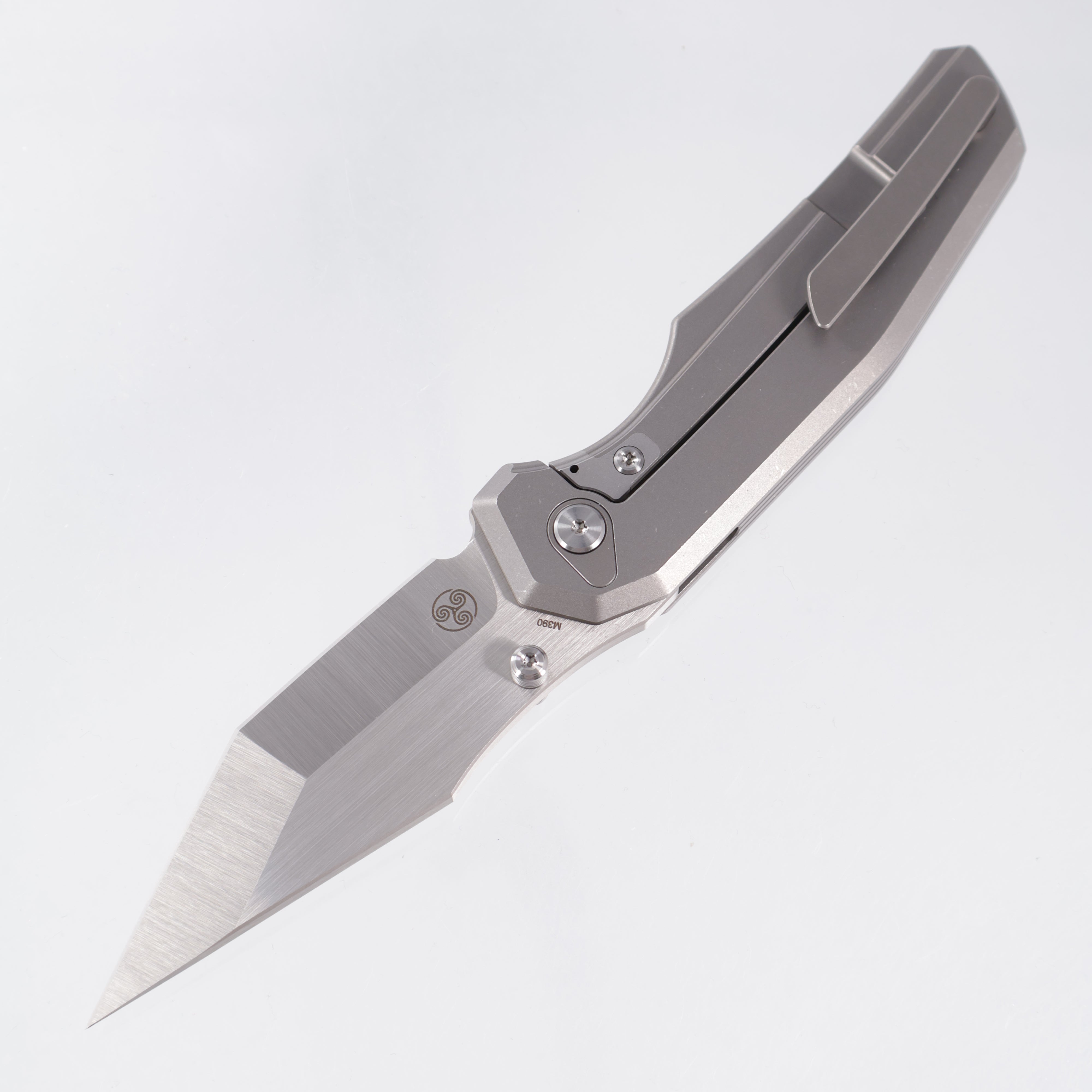 Chaves Knives x Jake McCoy The Omega Street Integral - Stonewash Titanium w/ Machine Finish Stainless Hardware - Belt Satin M390