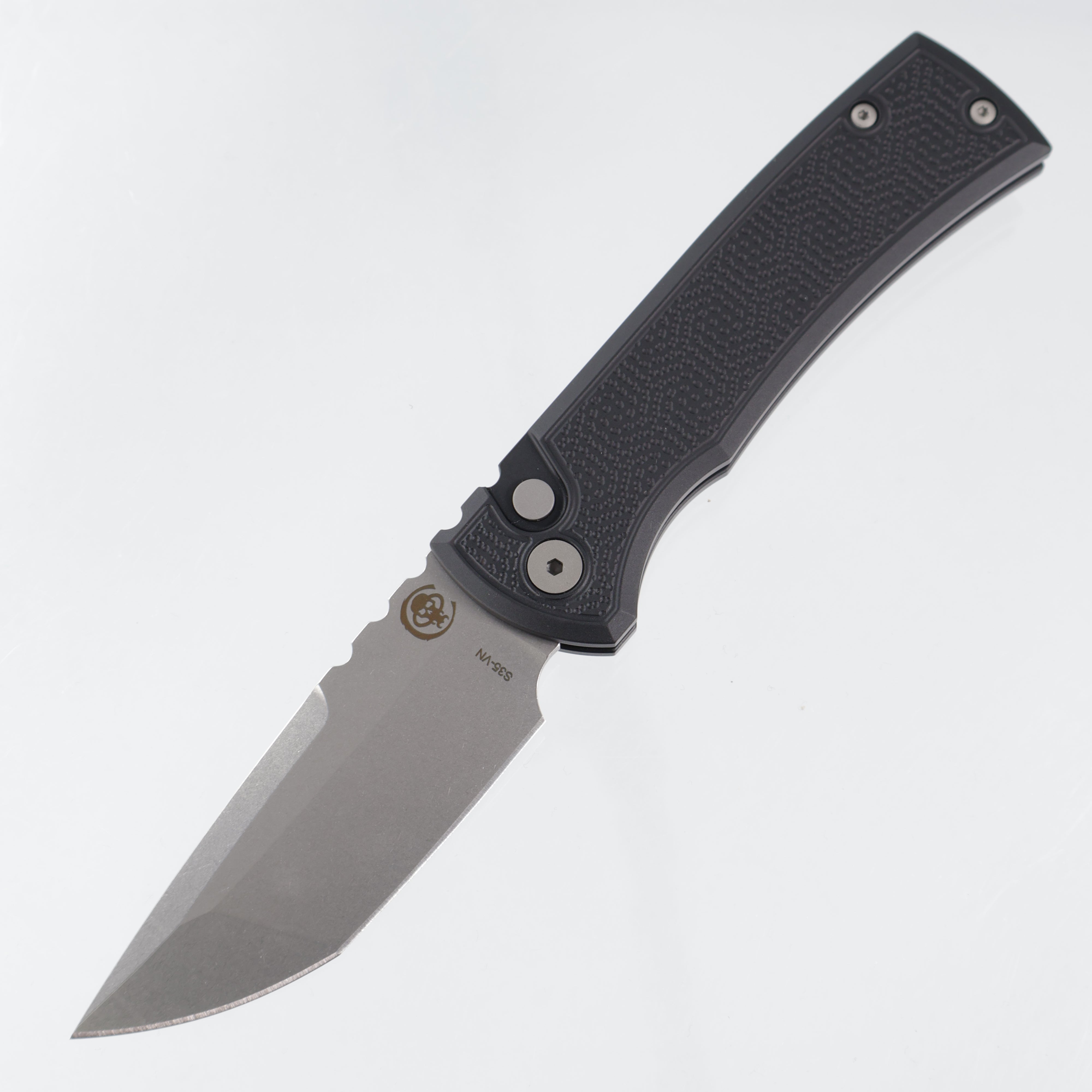 Chaves Redencion Auto Tanto - Black Spiral Stippled Aluminum - Stonewash S35VN