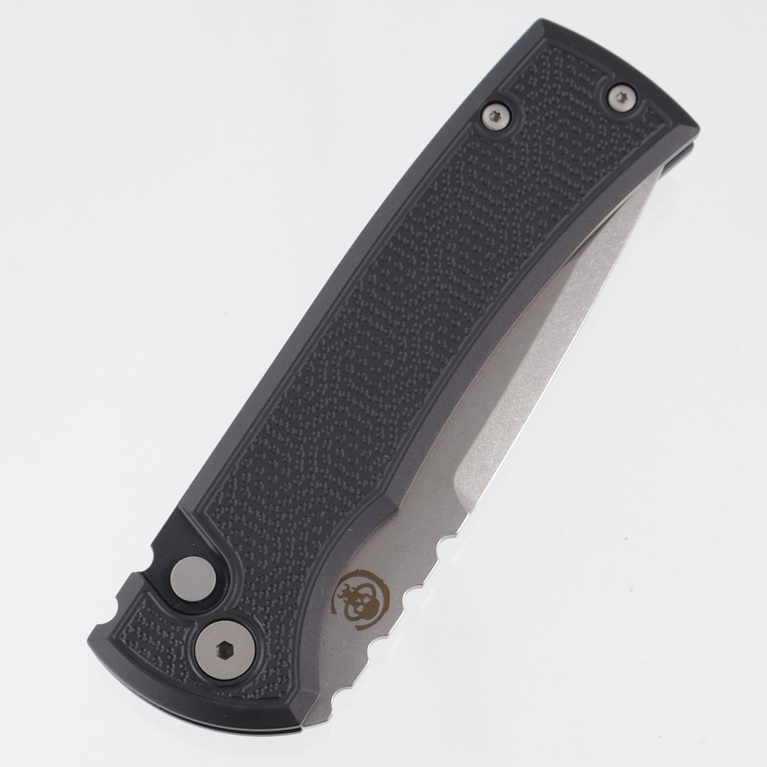 Chaves Redencion Auto Tanto - Black Spiral Stippled Aluminum - Stonewash S35VN