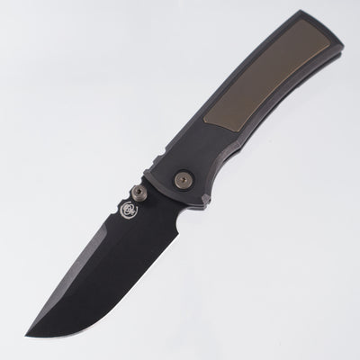 Chaves Redencion Street Integral Drop Point 50 Series "The Suit" - Tumbled Black PVD Titanium w/ Bronze Ti Inlays & Hardware  - Tumbled Black PVD M390