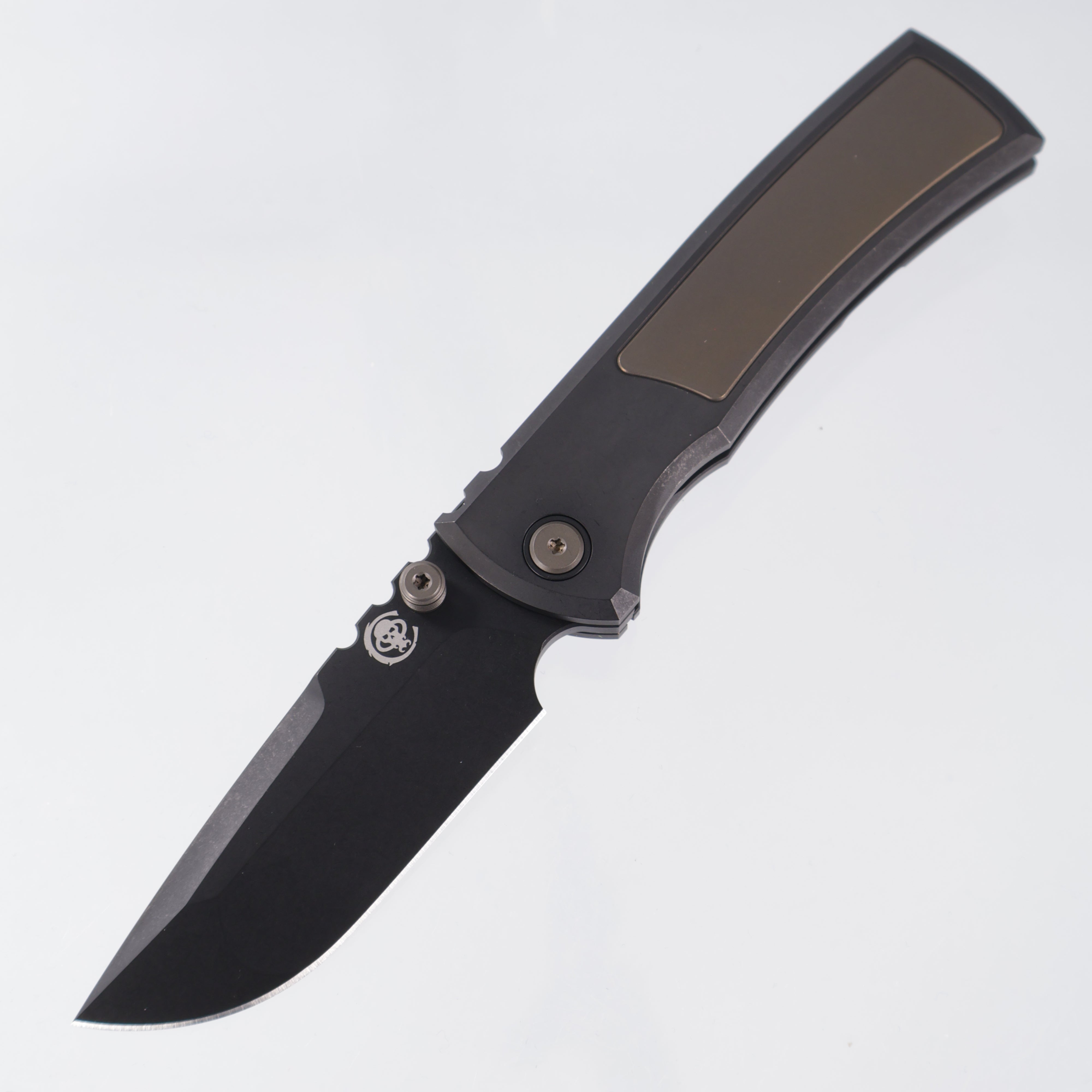 Chaves Redencion Street Integral Drop Point 50 Series "The Suit" - Tumbled Black PVD Titanium w/ Bronze Ti Inlays & Hardware  - Tumbled Black PVD M390