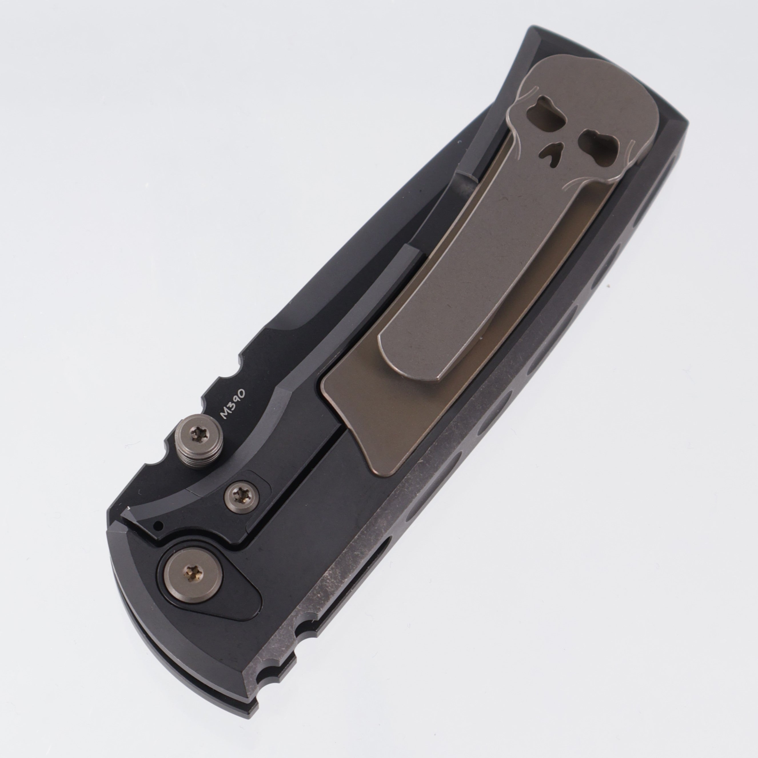 Chaves Redencion Street Integral Drop Point 50 Series "The Suit" - Tumbled Black PVD Titanium w/ Bronze Ti Inlays & Hardware  - Tumbled Black PVD M390