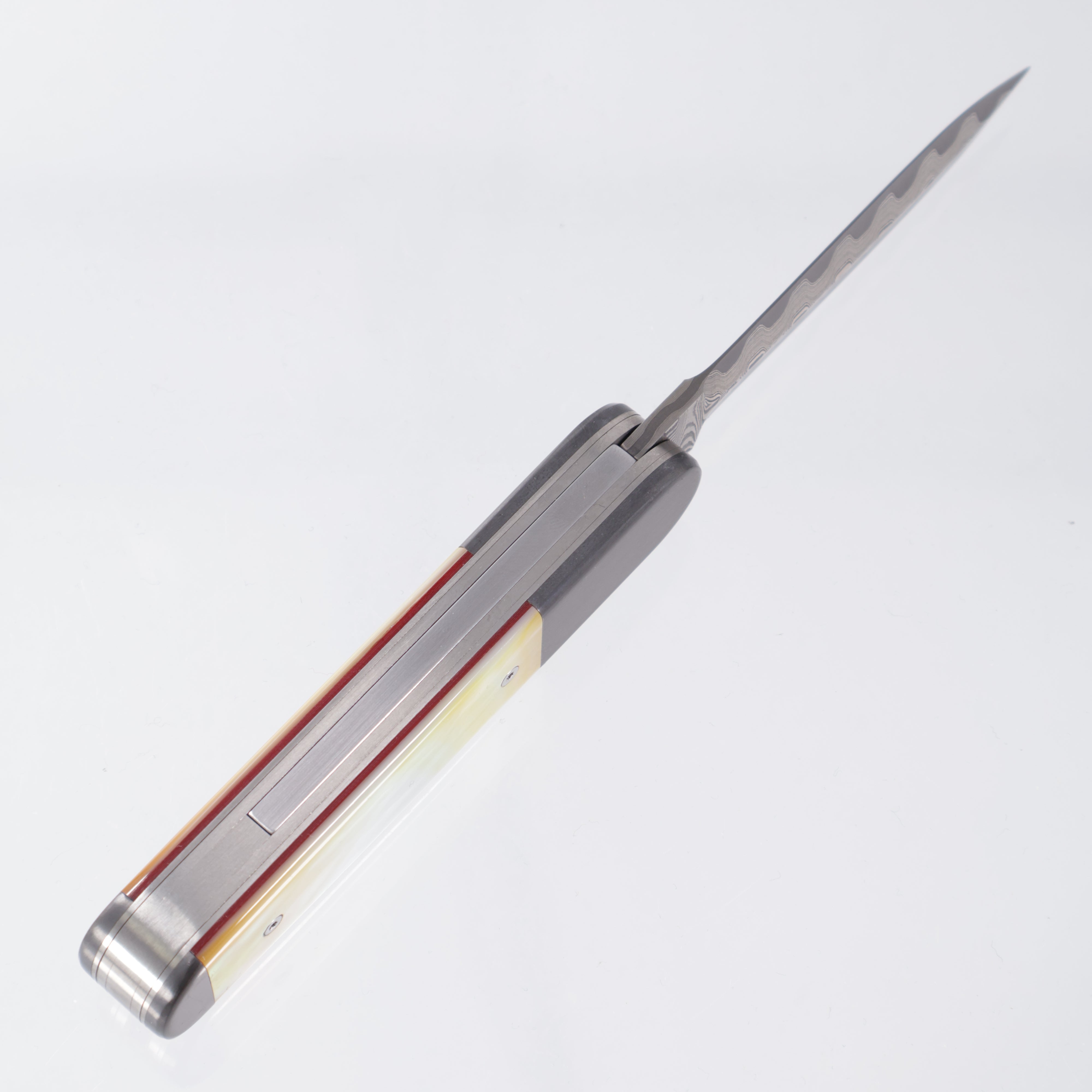 Chuck Gedraitis Custom Switch Army - Baker Forge Ladder SanMai - Zirc Bolsters, Goldlip Pearl w/ Red Liners