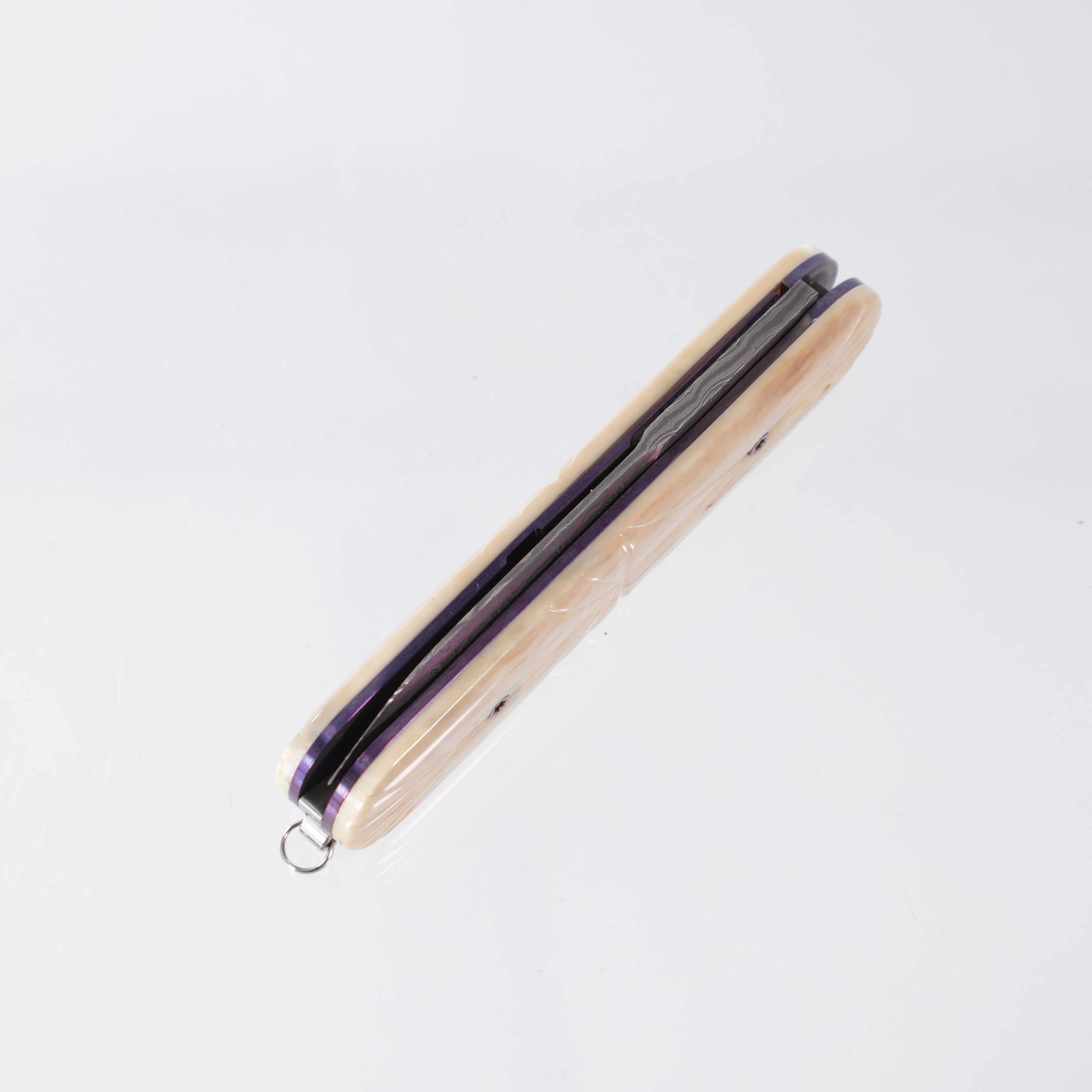 Chuck Gedraitis Aivak Switch Army - Mike Norris Hybrid Damascus - Fossil Walrus Ivory w/ Ti Liners