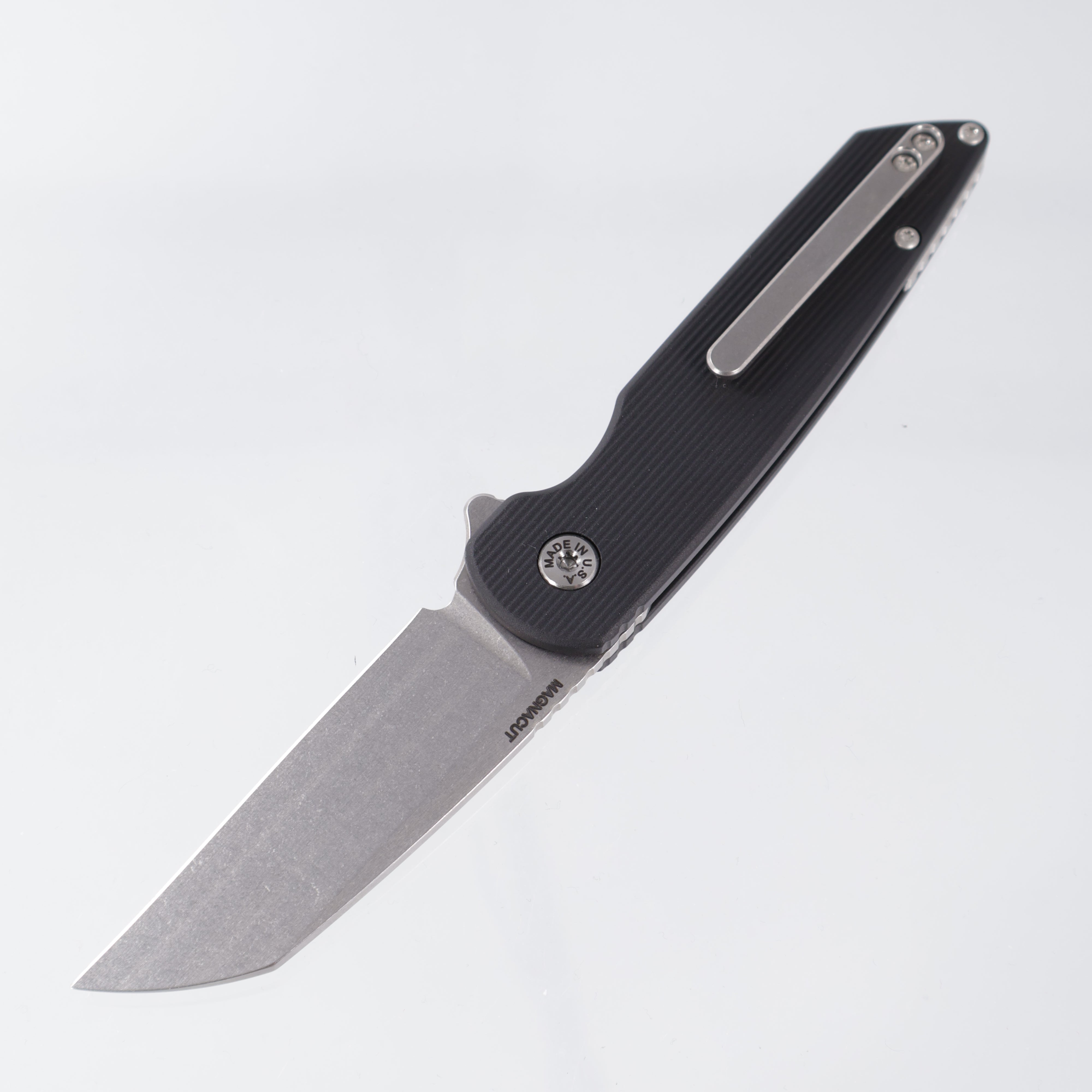American Bladeworks Model 2 - Black Aluminum - Stonewash Magnacut