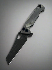 Dead Reckon Knives Ridgeback - Titanium Glass Bead Body, Body1, 3.25in Dark Stonewash Magnacut, Wharncleaver