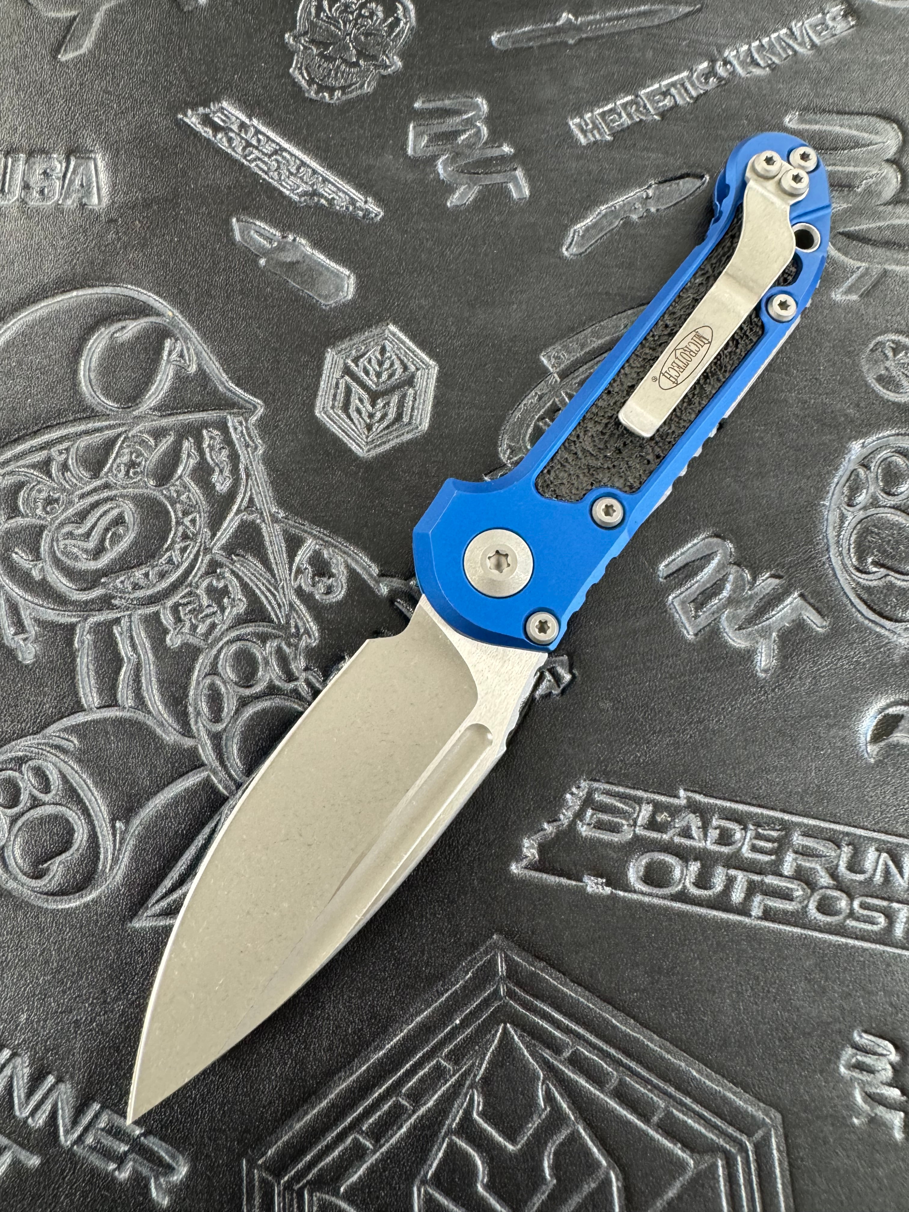 Microtech Knives LUDT Gen III Apocalyptic Drop Point w/ Blue Handle 1135-10 APBL