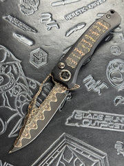Heretic Knives Custom Wraith V4 Manual w/ Snakeskin Carbon Fiber Inlays & Hand Ground Vegas Forge Damascus Bowie