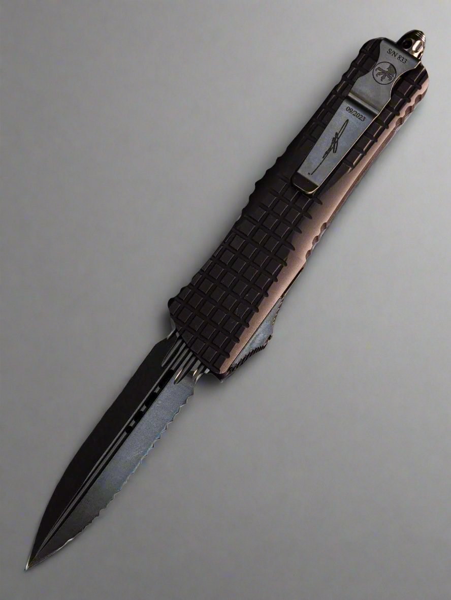 Microtech Combat Troodon Delta D/E Frag OTF Automatic Knife Black Al (3.8" DLC)
