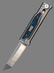 REATE EXO-M G10 BLUE/BLACK OTF KNIFE TITANIUM 2.95" TANTO SATIN