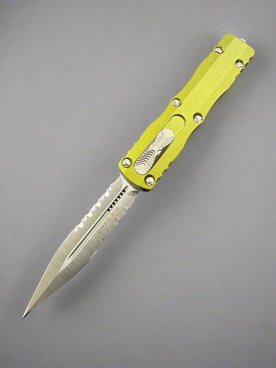 Microtech Dirac Double Edge Satin Partial Serrated & OD Green 225-5OD