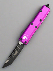 MICROTECH UTX-85 OTF KNIFE- TANTO EDGE- VIOLET HANDLE- BLACK BLADE 233-1 VI