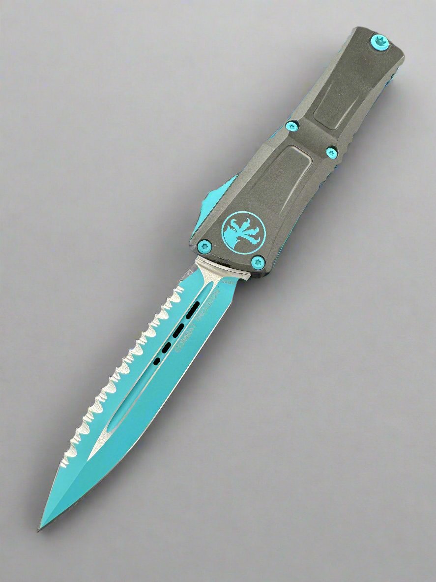 Microtech Knives Combat Troodon Gen III Turquoise Double Edge Full Serrated 1142-3 TQSK