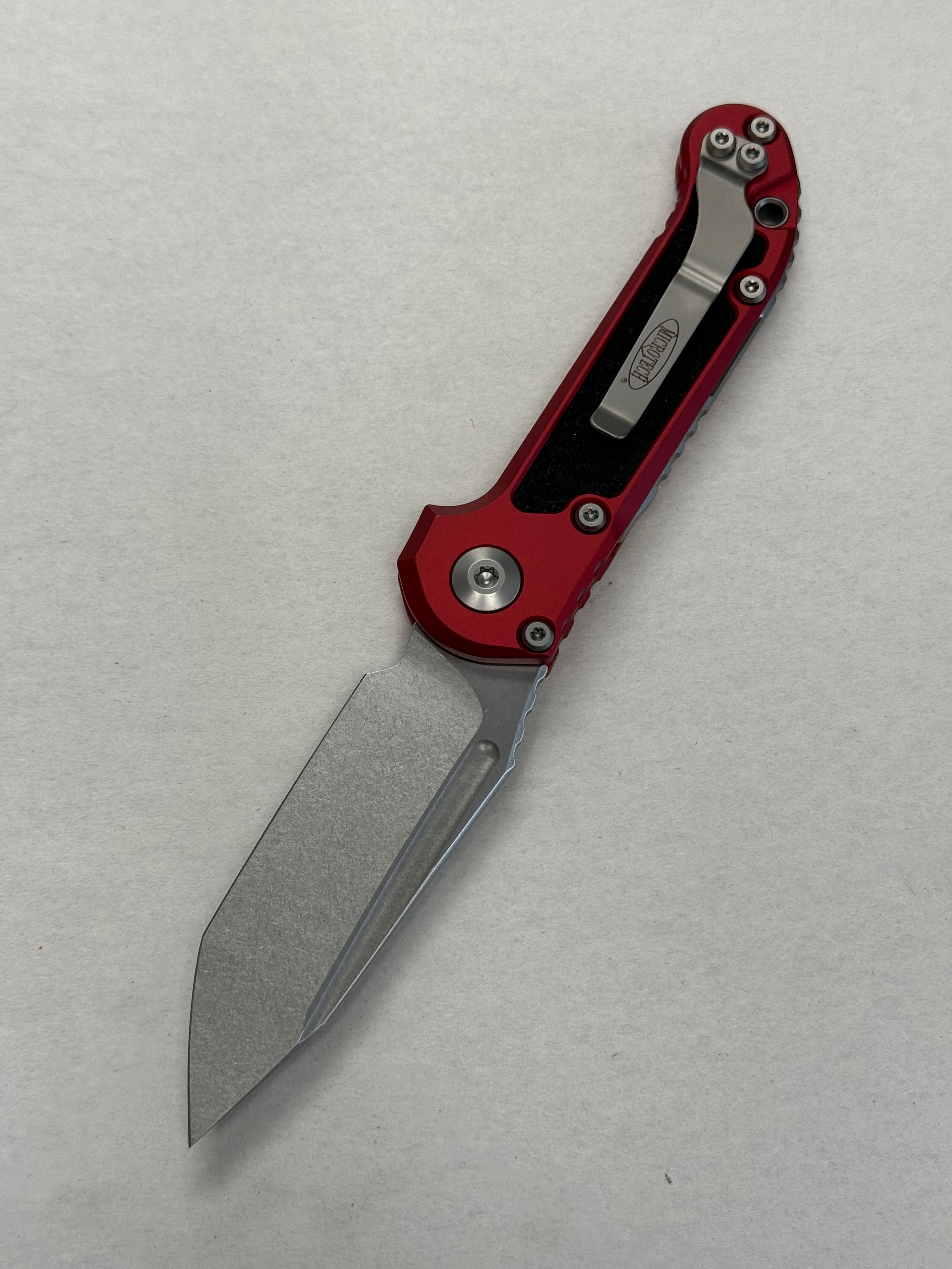 Microtech Knives LUDT Gen III Stonewash Tanto w/ Red Handle 1136-10 RD