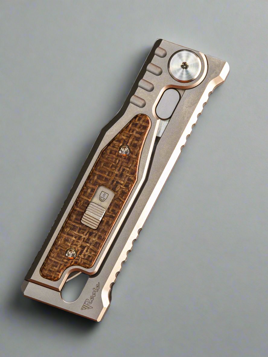 REATE EXO-MINI POCKET KNIFE BROWN MICARTA INLAY HANDLE CPM-3V DROP POINT BLADE