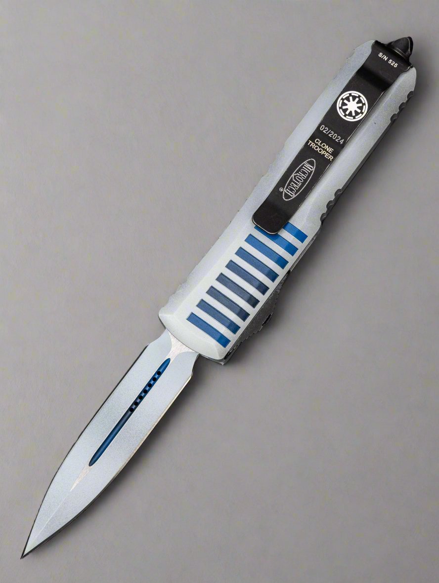 MICROTECH UTX-85 OTF KNIFE- CLONE TROOPER- DOUBLE EDGE- PLAIN EDGE 232-1 CO