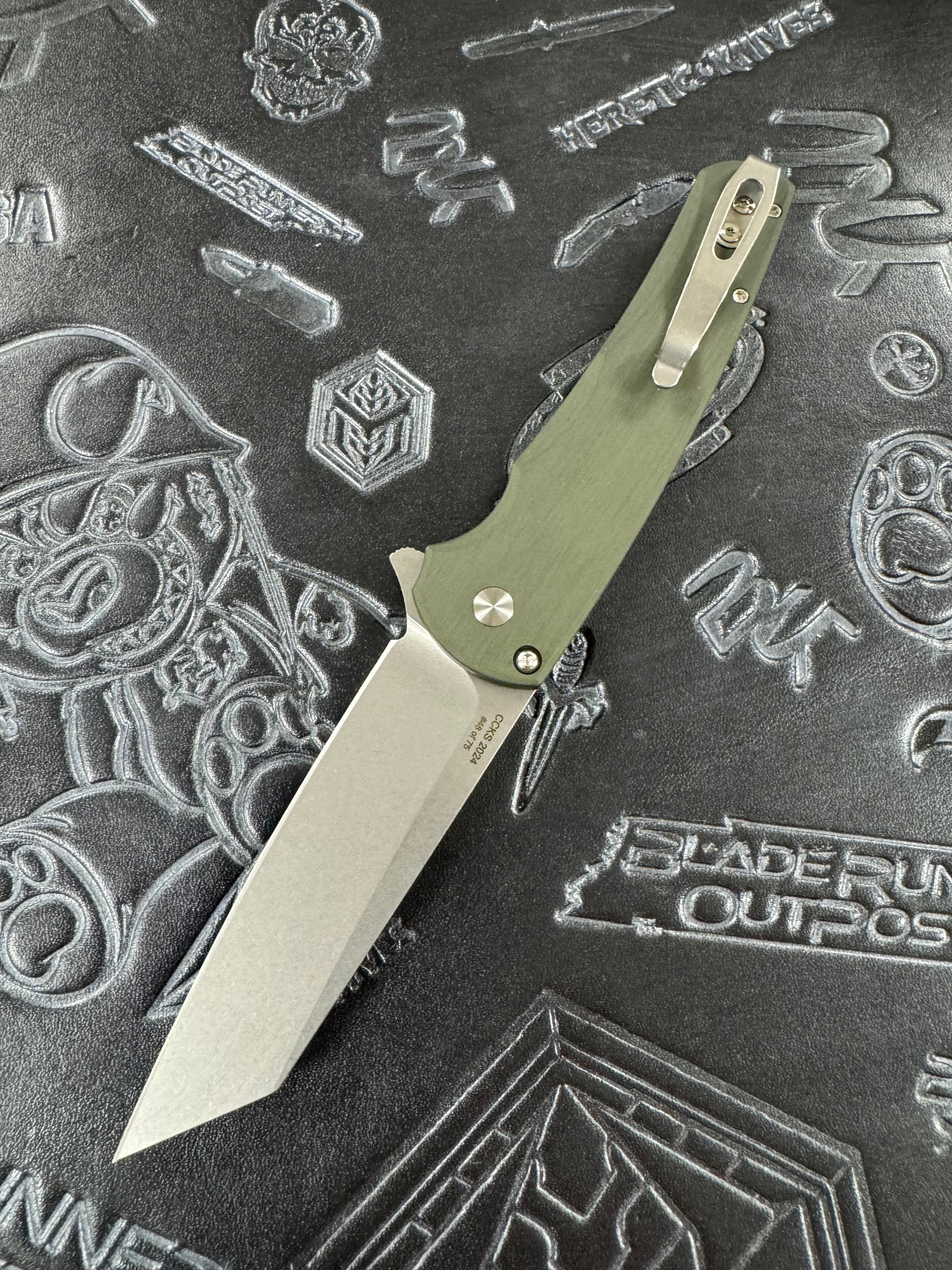 Pro-Tech Malibu Button Lock Flipper Reverse Tanto Green Handle Stonewash MagnaCut Blade 2024 CCKS FALL 5401-GREEN