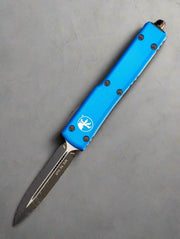 MICROTECH UTX-70 BLUE DOUBLE EDGE (OTF) BLACK BLADE 147-1 BL