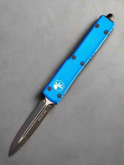 MICROTECH UTX-70 BLUE DOUBLE EDGE (OTF) BLACK BLADE 147-1 BL