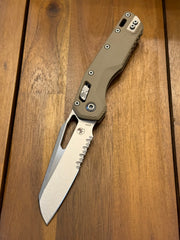 Microtech Knives MSI RAM LOK Tan Fluted G-10 & Partial Serrated Stonewash M390MK 210-11 FLGTTA