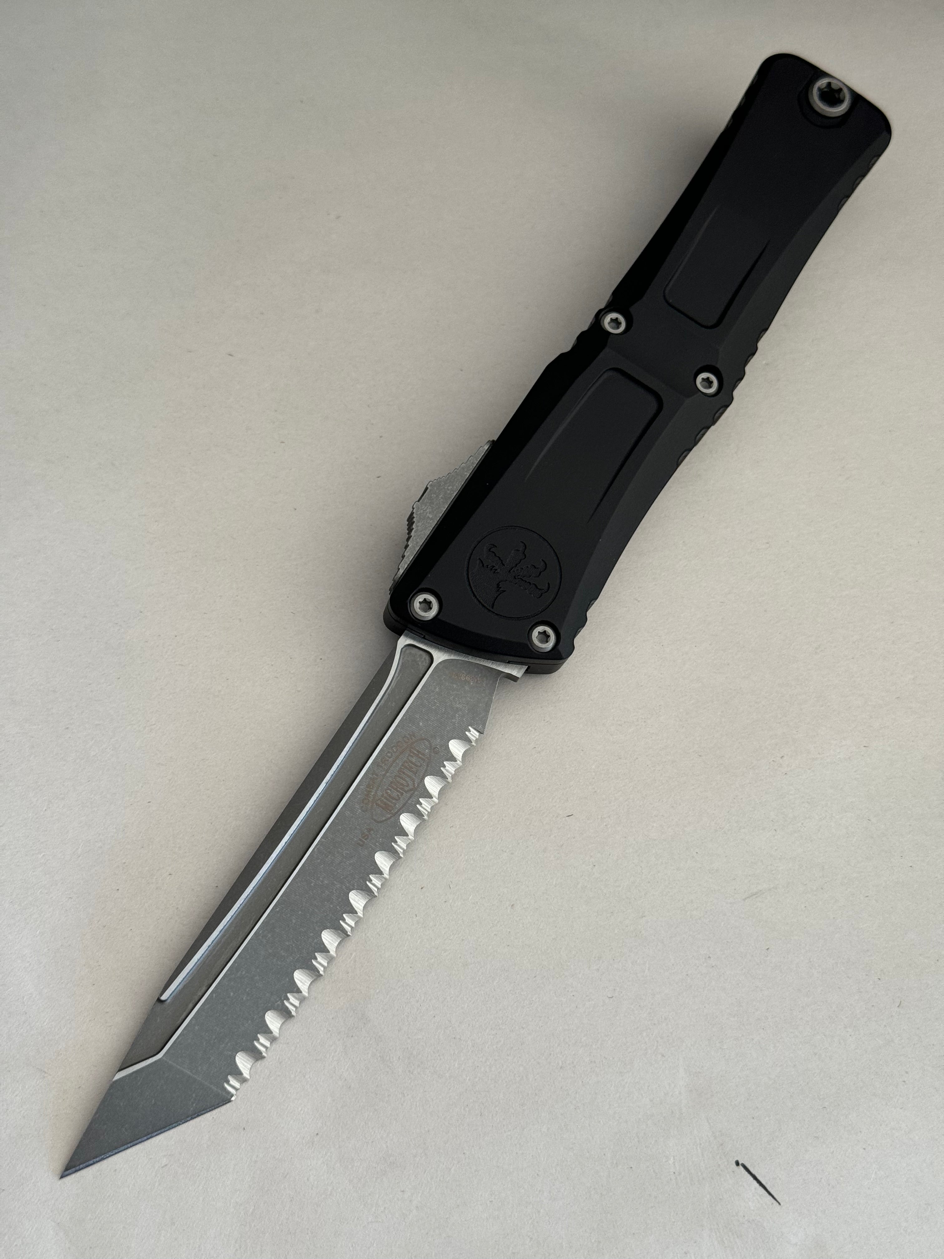 Microtech Knives Combat Troodon Gen III Apocalyptic Tanto Full Serrated w/ Black Handle 1144-12 AP