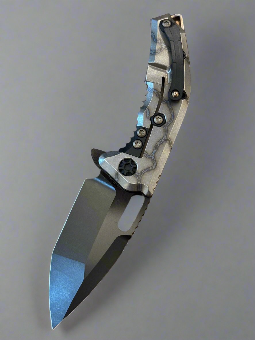 Heretic Knives Medusa Manual Flamed Titanium Frame Lock DLC MagnaCut H009-6A-FTi