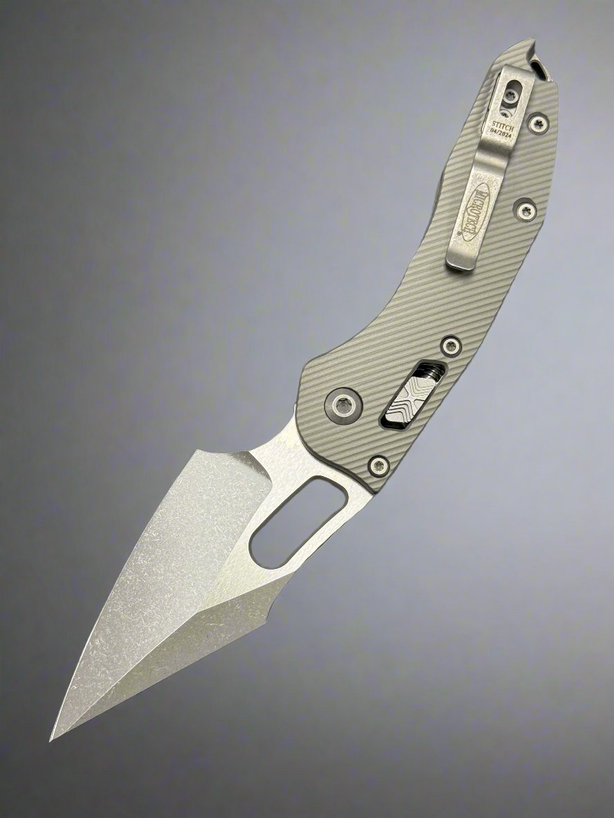 Microtech Knives Manual Stitch RAM LOK Fluted Apocalyptic Natural Clear M390MK 169RL-10 APFLNC