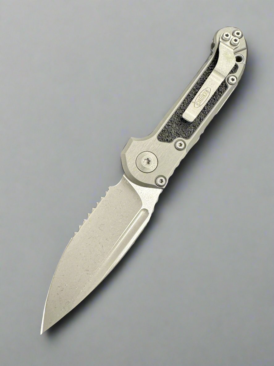 Microtech Knives LUDT Gen III Single Partial Serrated w/ Natural Clear Handle 1135-11 APNC