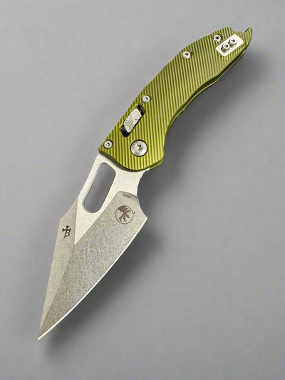 Microtech Knives Manual Stitch RAM LOK Fluted OD Green Aluminum Stonewash Standard & M390MK 169RL-10 FLOD