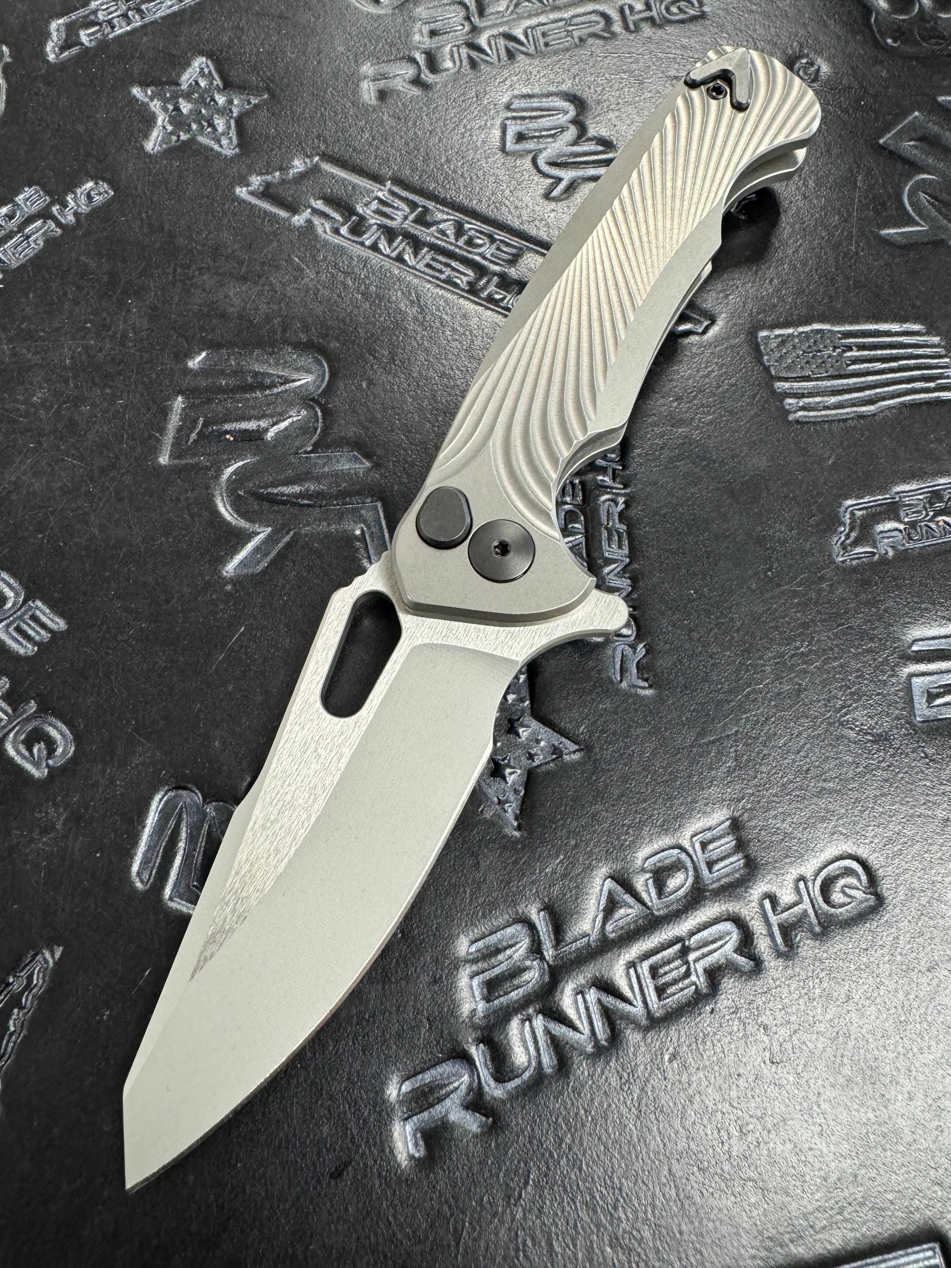 Dead Reckon Knives Ridgeback - Textured Titanium Integral, Modified Blade Shape, Series 1, Matte Glass Blasted