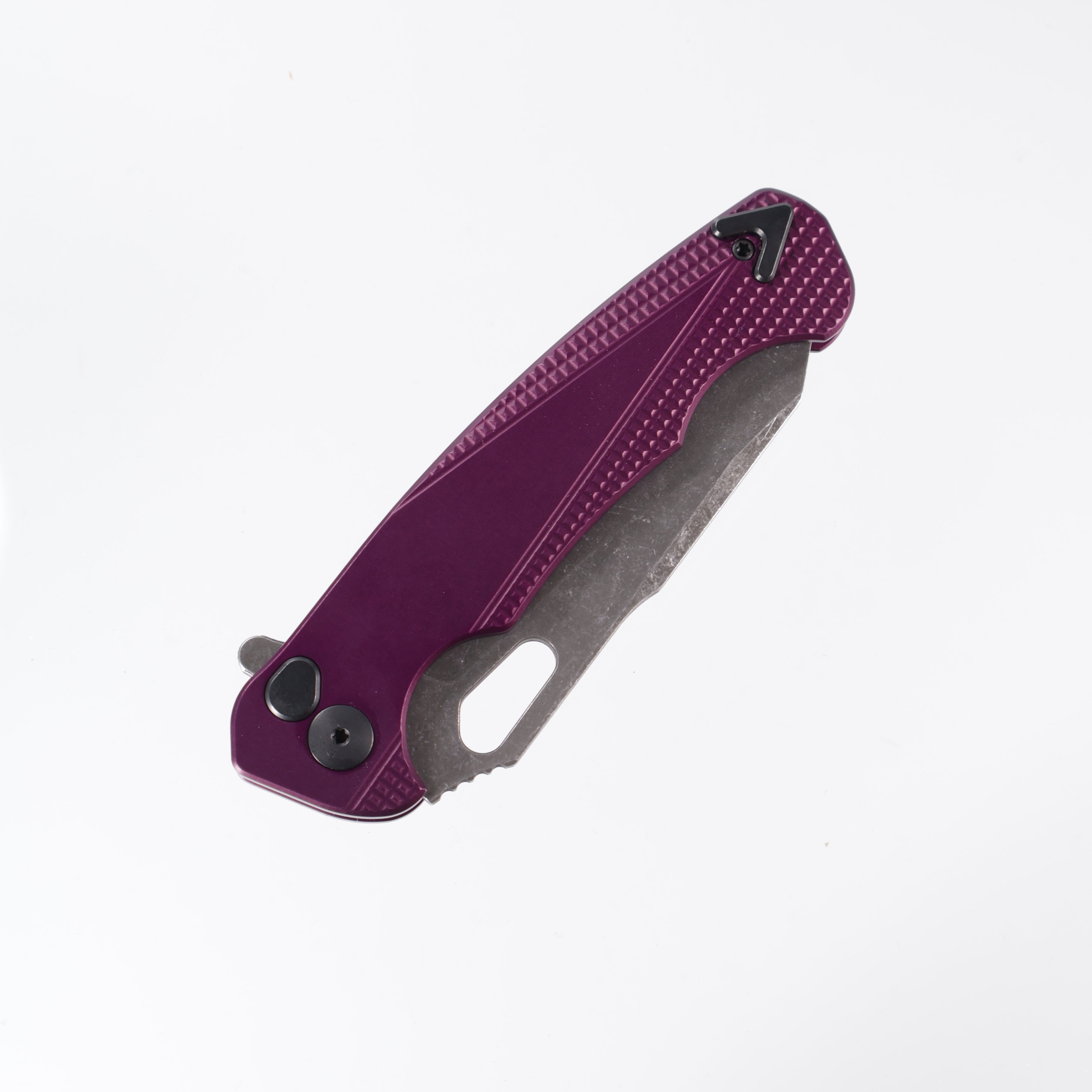 Dead Reckon Knives Ridgeback - Aluminum Purple, Modified Blade Shape, Series 2, Body 1, Magnacut, Button Lock, Dark Stonewash