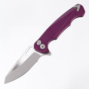 Dead Reckon Knives Ridgeback - Aluminum Purple, Modified Blade Shape, Series 2, Body 1, Magnacut, Button Lock, Glass Bead Finish