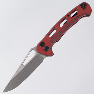 Dead Reckon Ridgeback Vertebrae - Flipper Delete - Red & Black G10 - Magnacut Clip Point - RB-3545-21