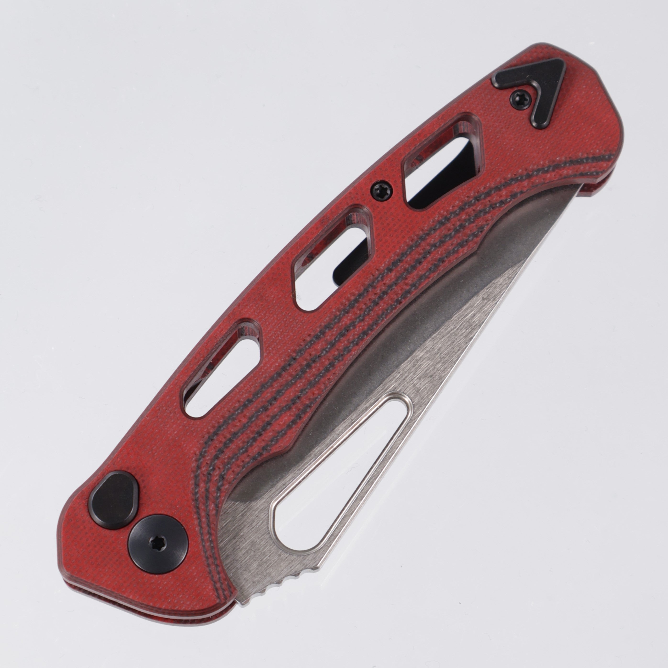 Dead Reckon Ridgeback Vertebrae - Flipper Delete - Red & Black G10 - Magnacut Clip Point - RB-3545-21