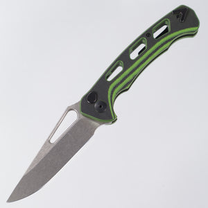 Dead Reckon Ridgeback Vertebrae - Flipper Delete - Green & Black G10 - Magnacut Clip Point - RB-3545-21