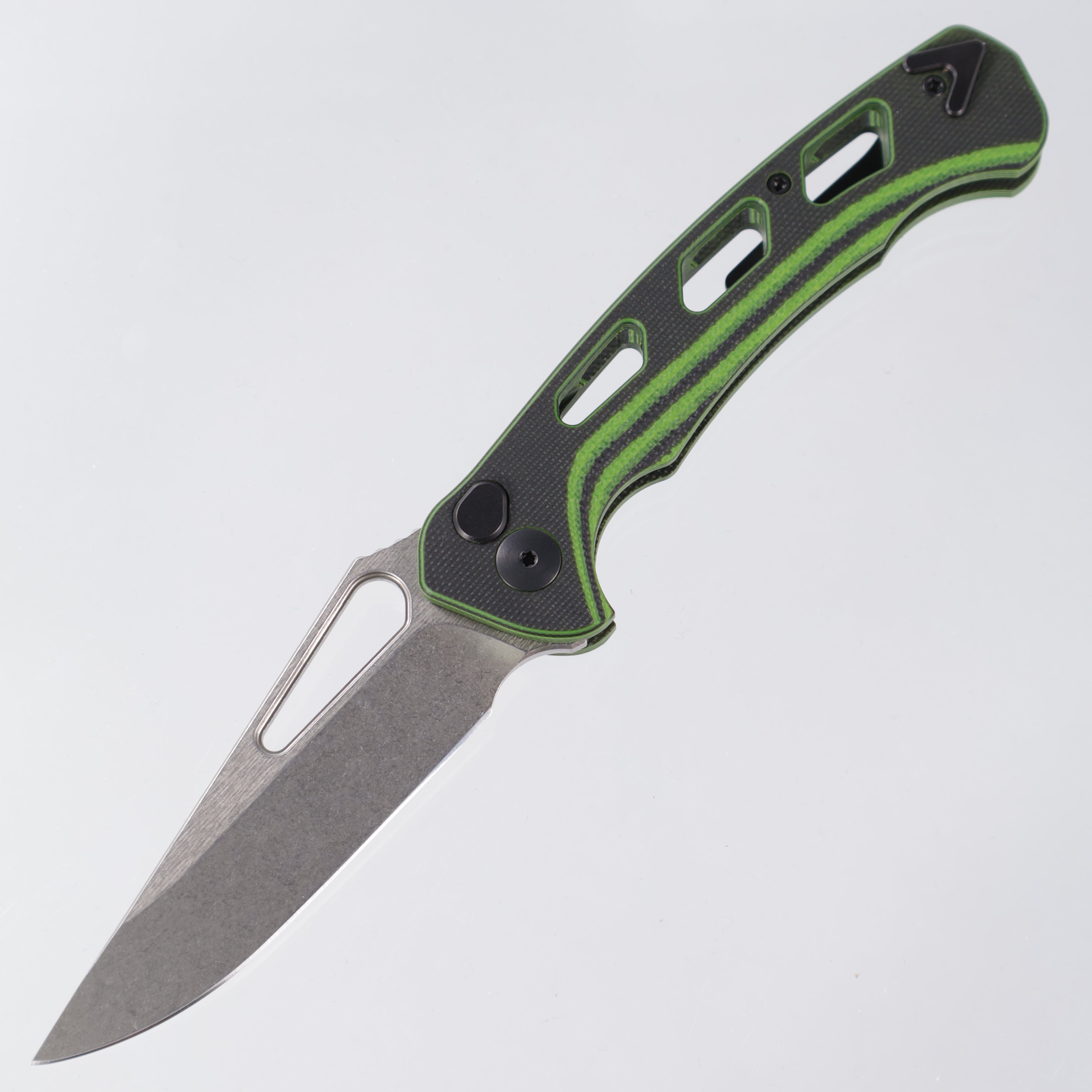 Dead Reckon Ridgeback Vertebrae - Flipper Delete - Green & Black G10 - Magnacut Clip Point - RB-3545-21