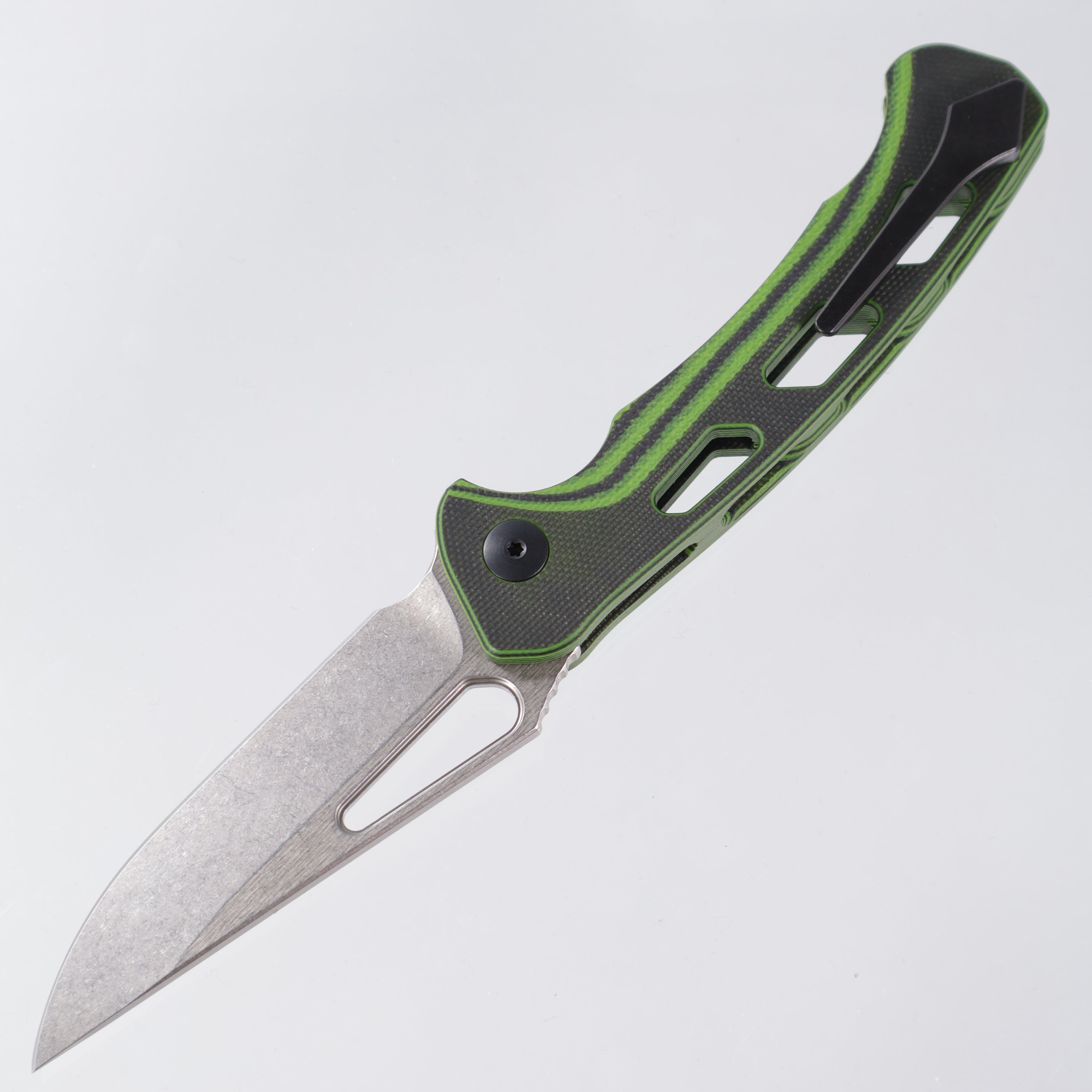 Dead Reckon Ridgeback Vertebrae - Flipper Delete - Green & Black G10 - Magnacut Clip Point - RB-3545-21