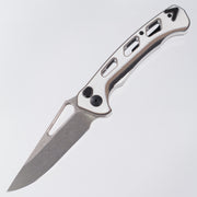 Dead Reckon Ridgeback Vertebrae - Flipper Delete - Black, Tan, White G10 (White Top) - Magnacut Clip Point - RB-3545-21