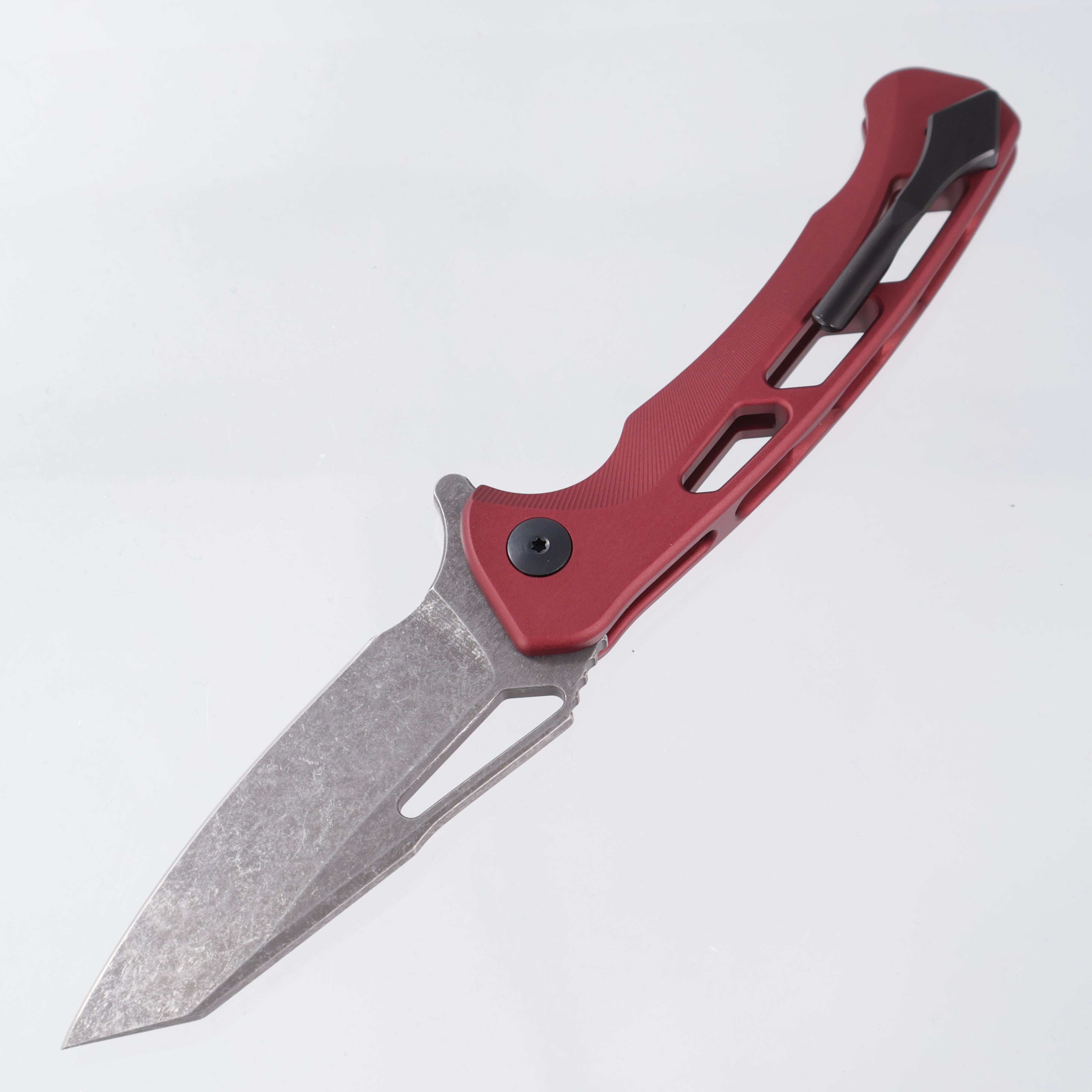 Dead Reckon Ridgeback Vertebrae Integral - Reverse Tanto, Magnacut Dark Stonewash - Dark Red Aluminum - RB-4562-67 DRK