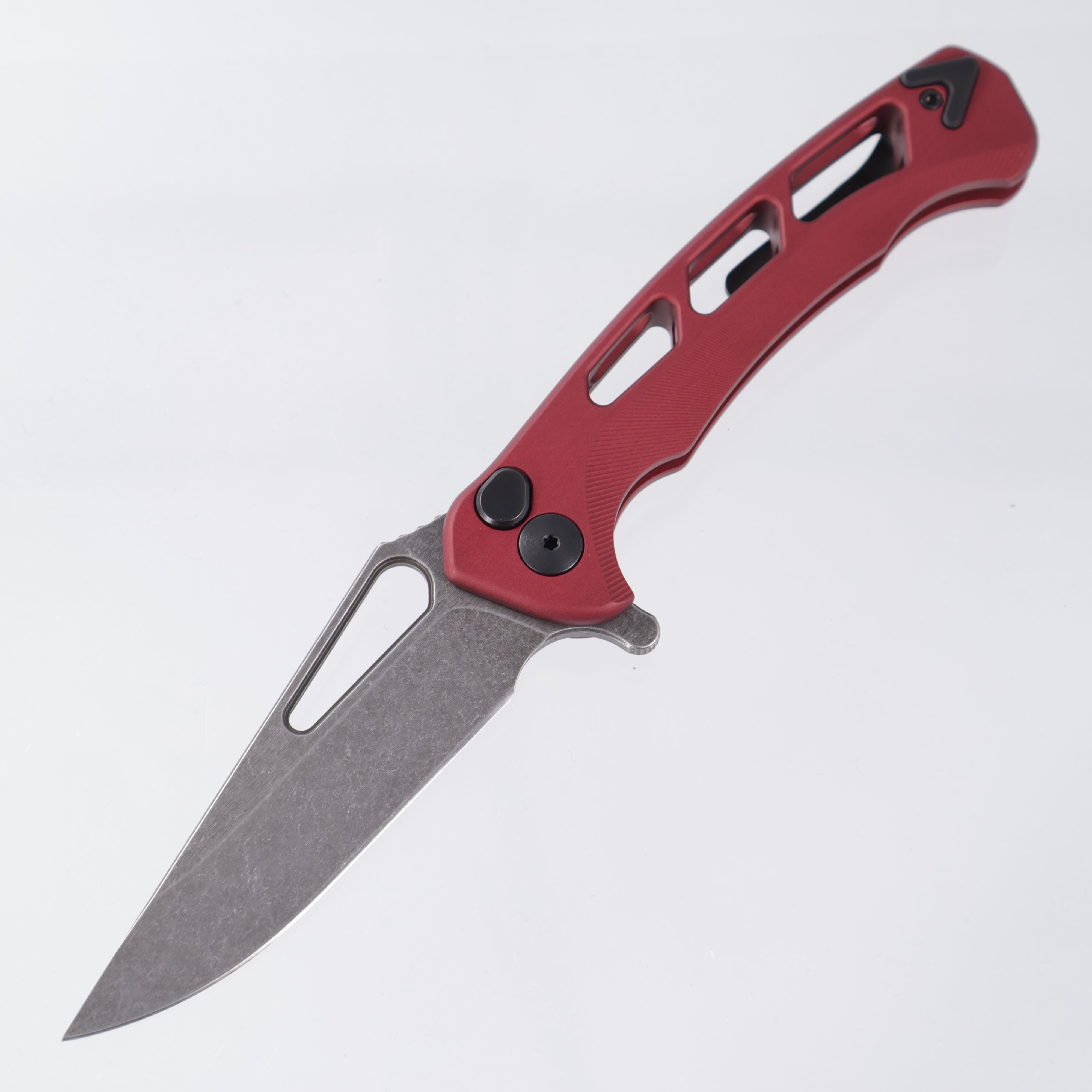 Dead Reckon Ridgeback Vertebrae Integral - Modified ClipPoint, S45VN Dark Stonewash - Dark Red Aluminum - RB-3462-67 DRK
